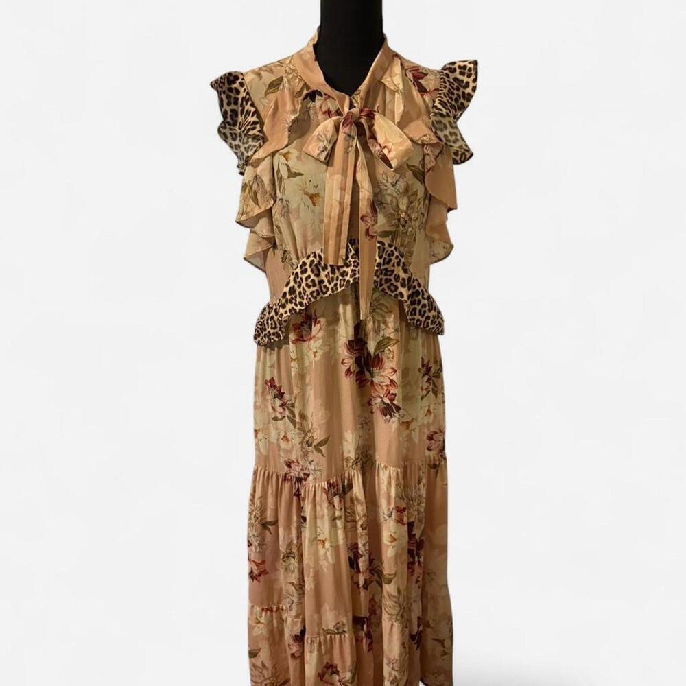 Anthropology Kachel silk floral and animal print maxi dress Size 10 - Picture 2 of 7